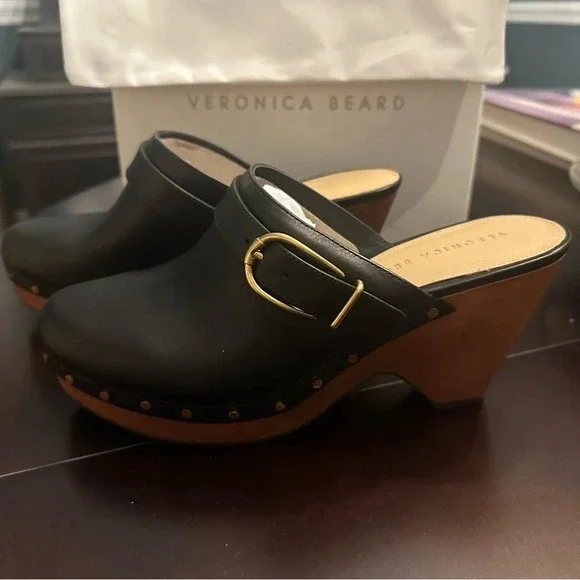 NIB Veronica Beard Hendrix Buckled Clogs Size 9.5 Black - Picture 6 of 13